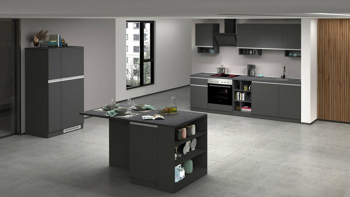 KÜCHENSCHRANK Anthrazit, Schiefer 60/30/165 cm - Schwarz, Holzwerkstoff (30/165/60cm) - DMORA