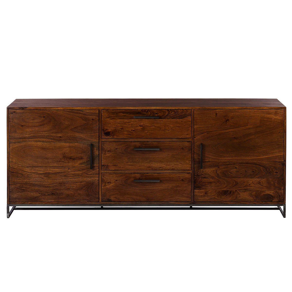 SIDEBOARD - Akazie massiv / Eisen, Typ A - Akaziefarben, Holz (200/80/40cm) - home24