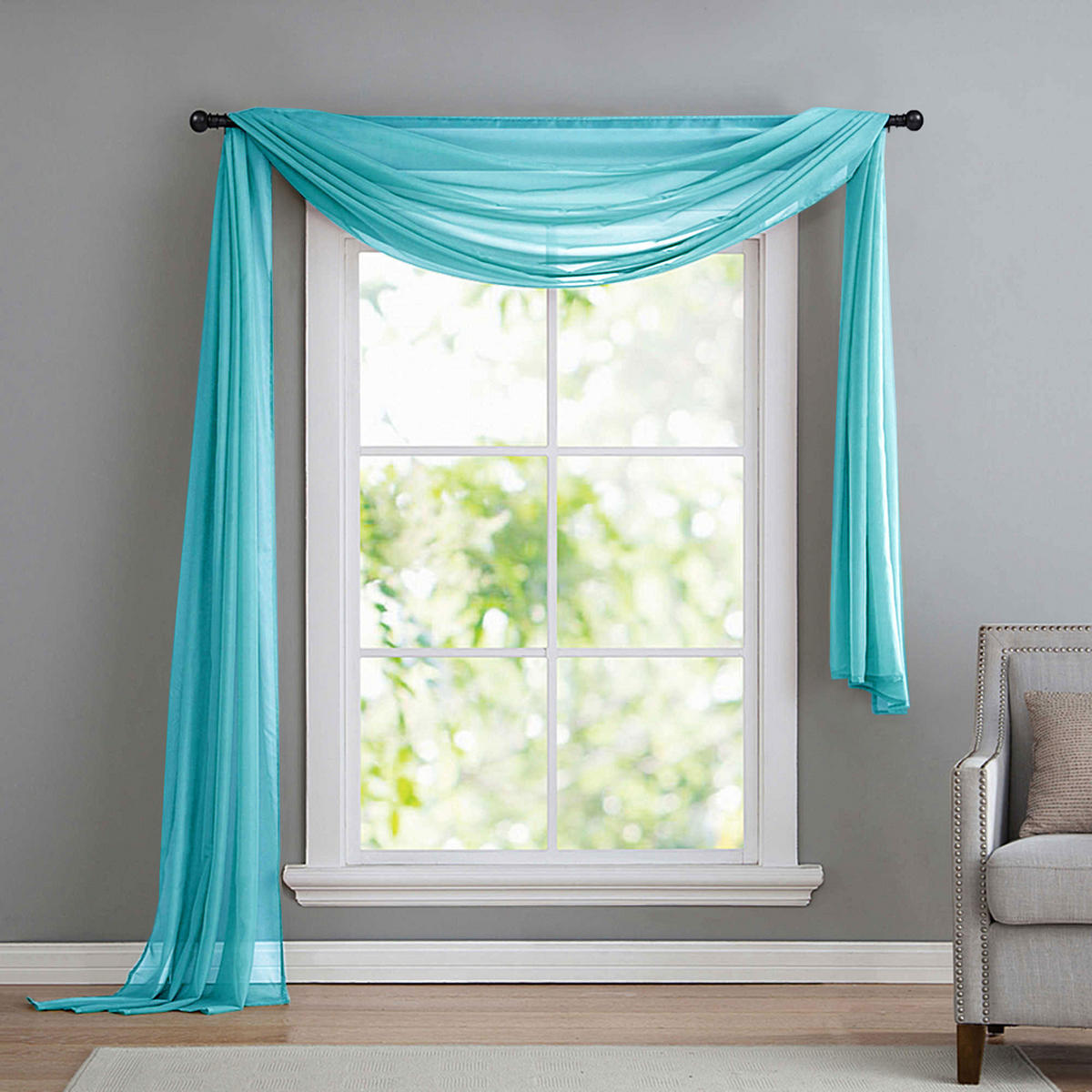 QUERBEHANG 1ER SET HxB 140x600 Blau - Blau, Textil (140/600cm) - Gardinenbox