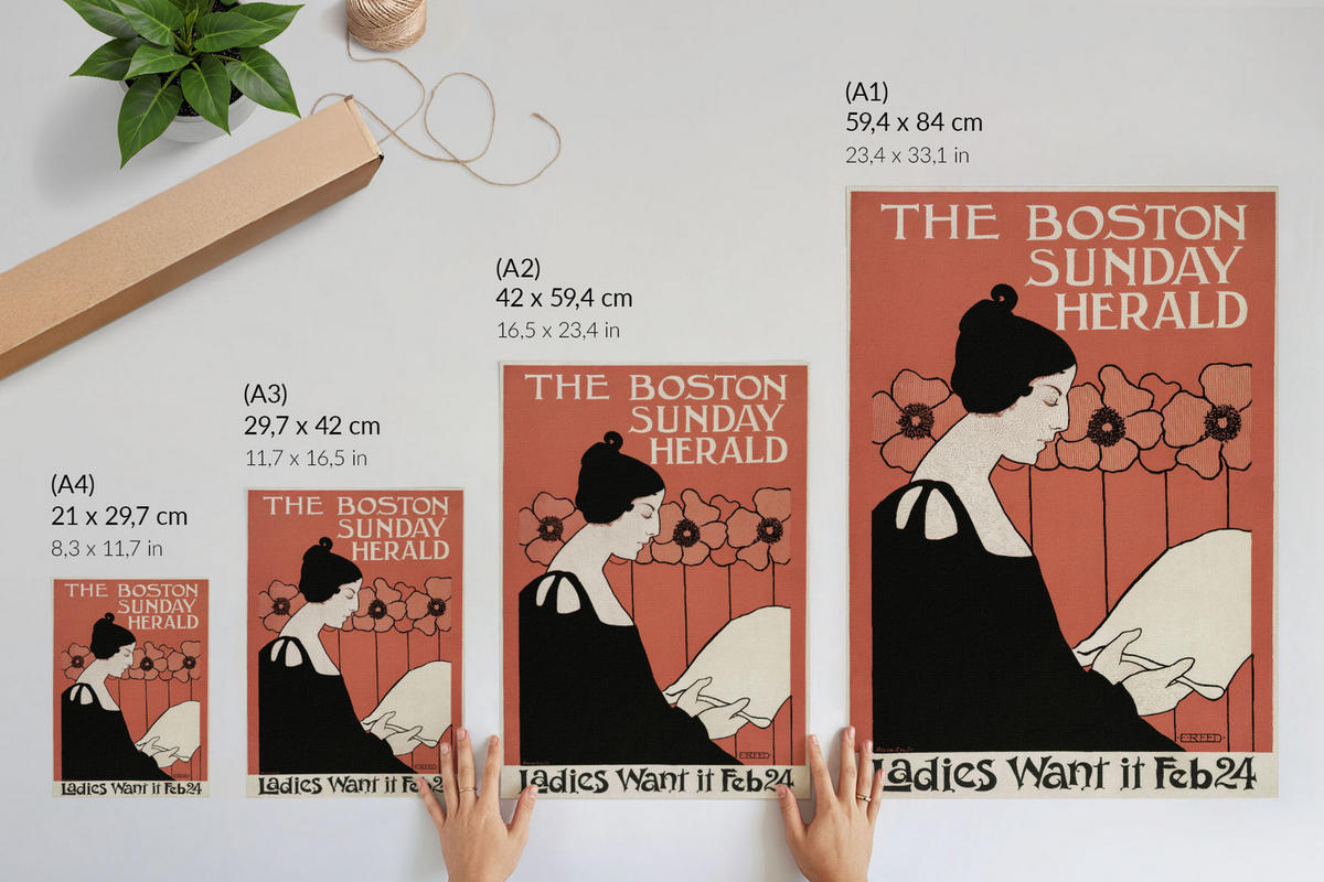 POSTER - 21x29 cm - Ethel Reed - Frau mit einer Zeitung - Rot, Textil (21/29.7/0.1cm) - TULUP