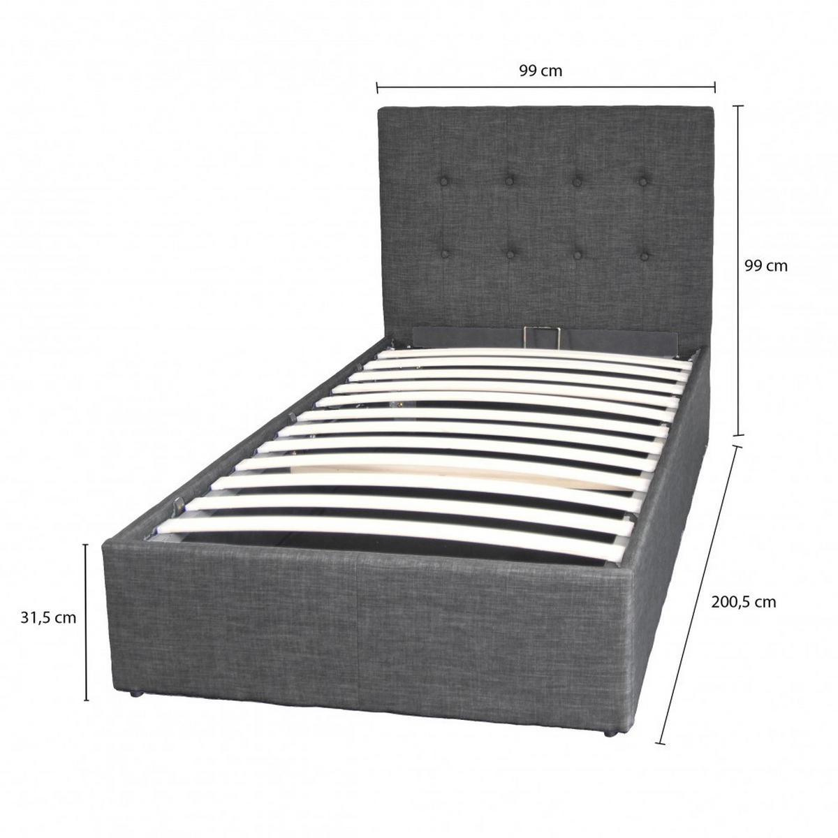 BETT PARMA mit Lattenrost 90x190 - Dunkelgrau - Dunkelgrau, Holzwerkstoff (90/190cm) - Weber Industries
