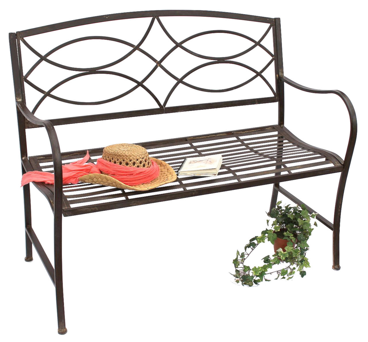 GARTENBANK Metall Braun Wetterfest 109 cm 2-Sitzer - Braun, Metall (109/89/52cm) - DanDiBo
