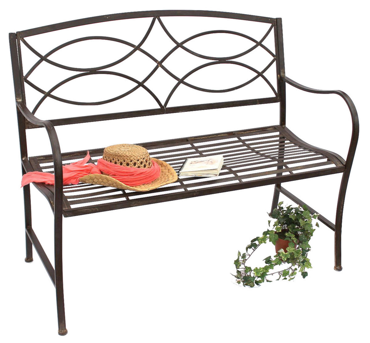 GARTENBANK Metall Braun Wetterfest 109 cm 2-Sitzer - Braun, Metall (109/89/52cm) - DanDiBo