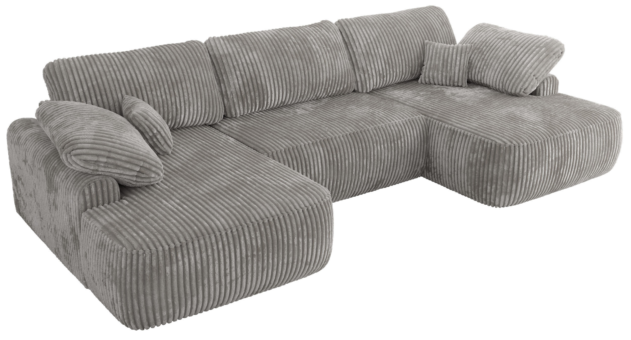 WOHNLANDSCHAFT CUBO U Grau Cord - Schwarz/Grau, Kunststoff/Textil (370/100/187cm) - MKS