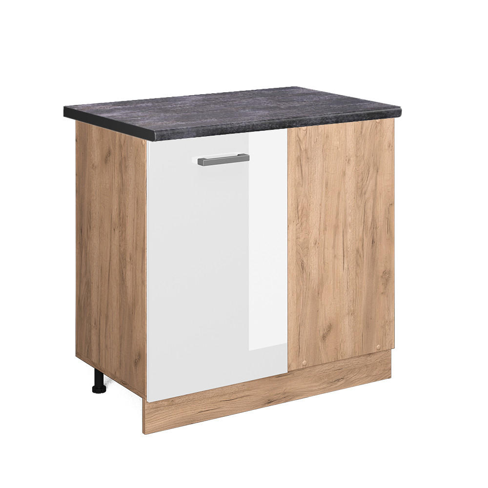 HÖRNUNDERSKÅP R-Line Vit högblank 86 cm , AP Antracit Vit högglans, Honungsek 81.6/86/60 cm