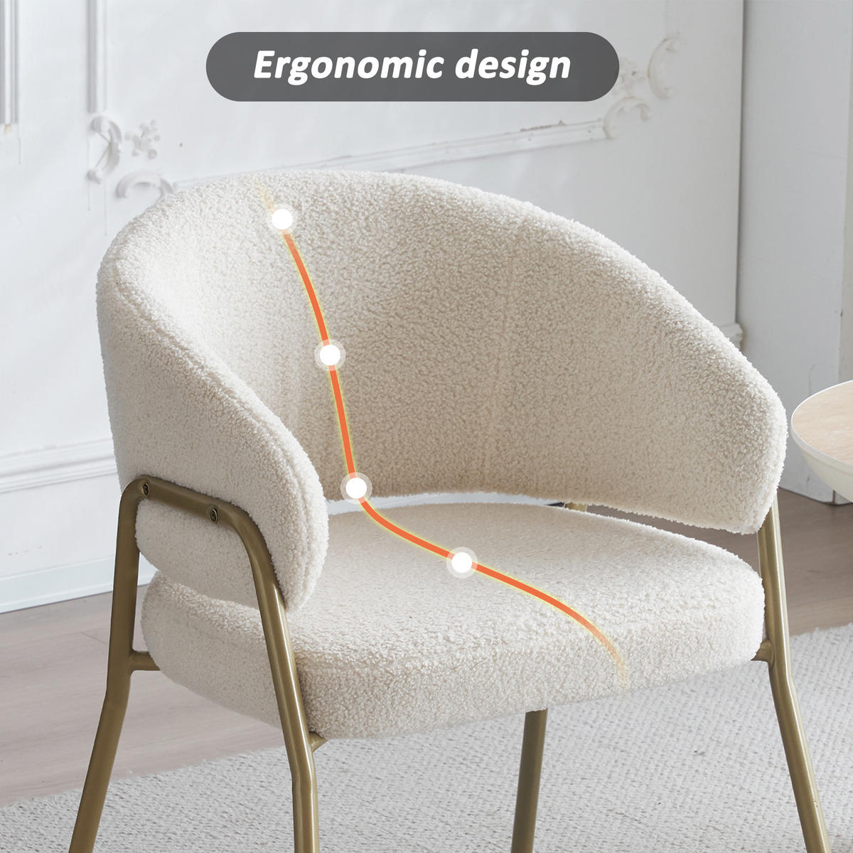 STUHL-SET 2 Stück Lamm Samt Weiß - Weiß, Holzwerkstoff/Textil (48/78/49cm) - Urban Meuble