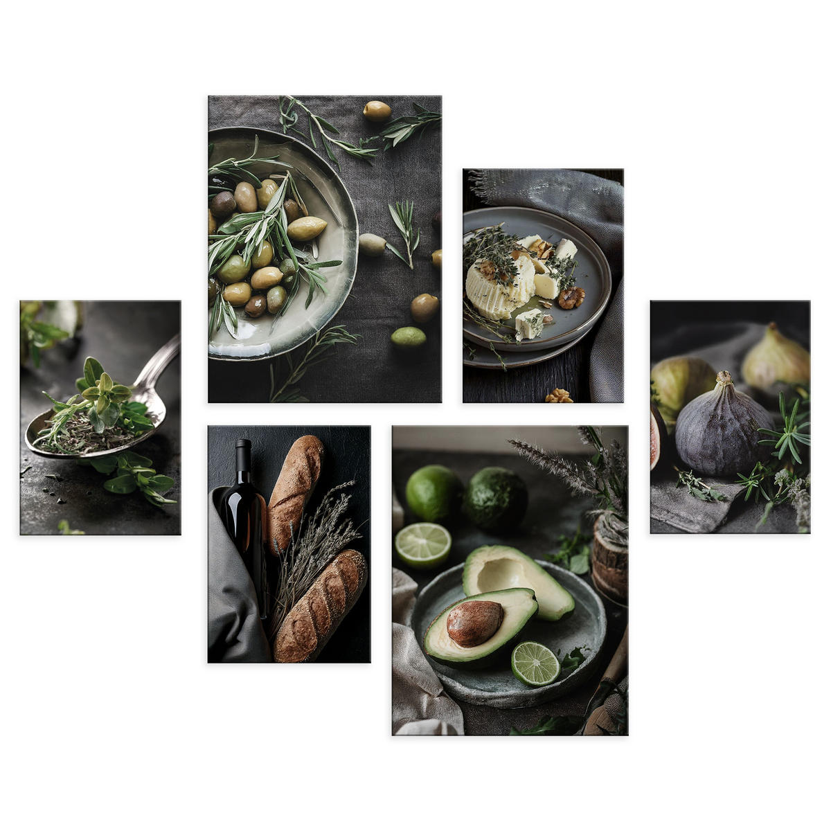 BILDERSET 6er-Set 30x40 cm + 20x30 cm vintage Küche - Schwarz, Kunststoff (105/85cm) - artissimo