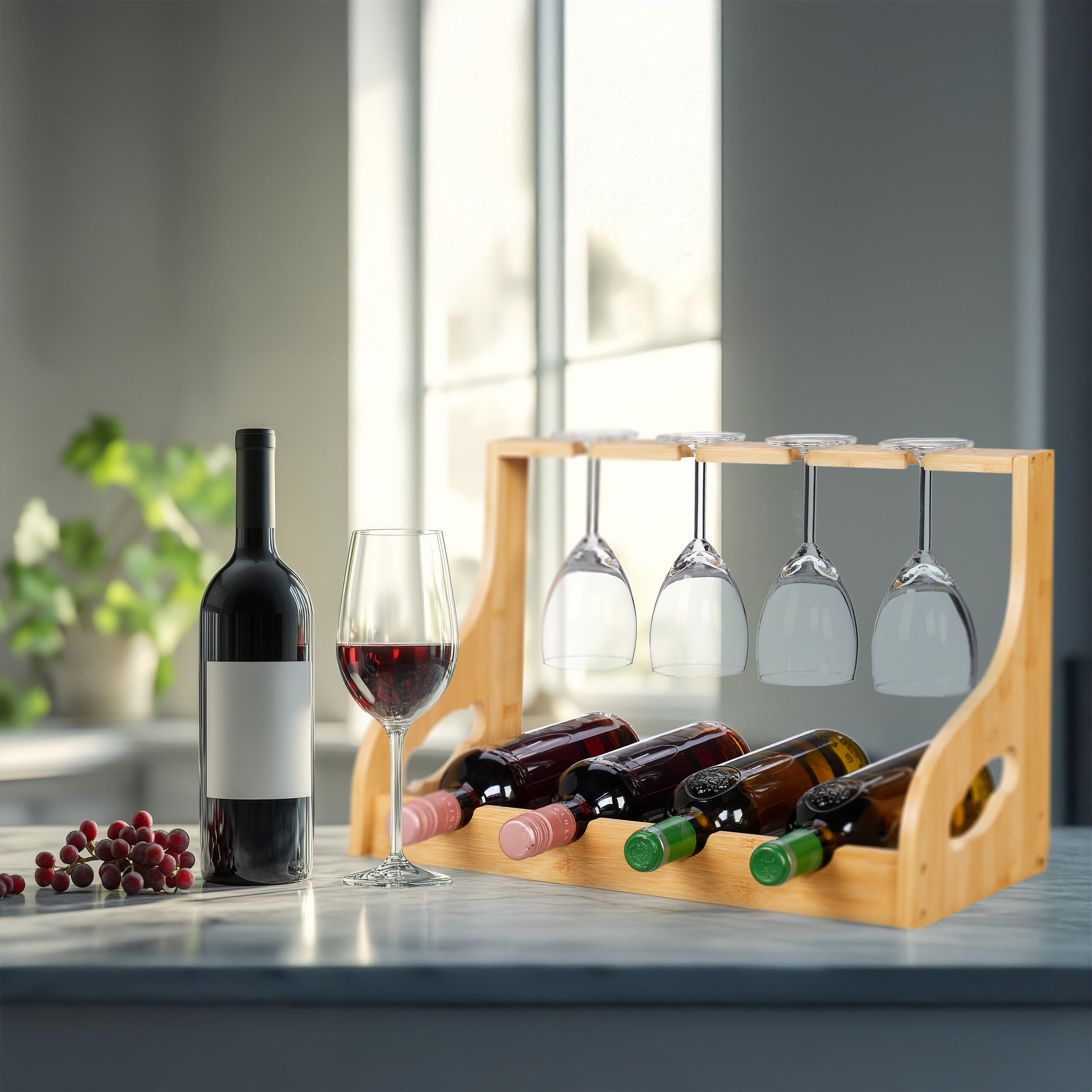 WEINREGAL - Hellbraun, Holz (44.5/30/23.5cm) - Relaxdays