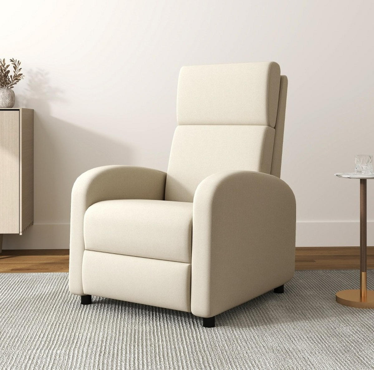 SESSEL 64/86/102 cm in Cremeweiß mit Liegefunktion - Creme, Textil (64/102/86cm) - Flora Grace