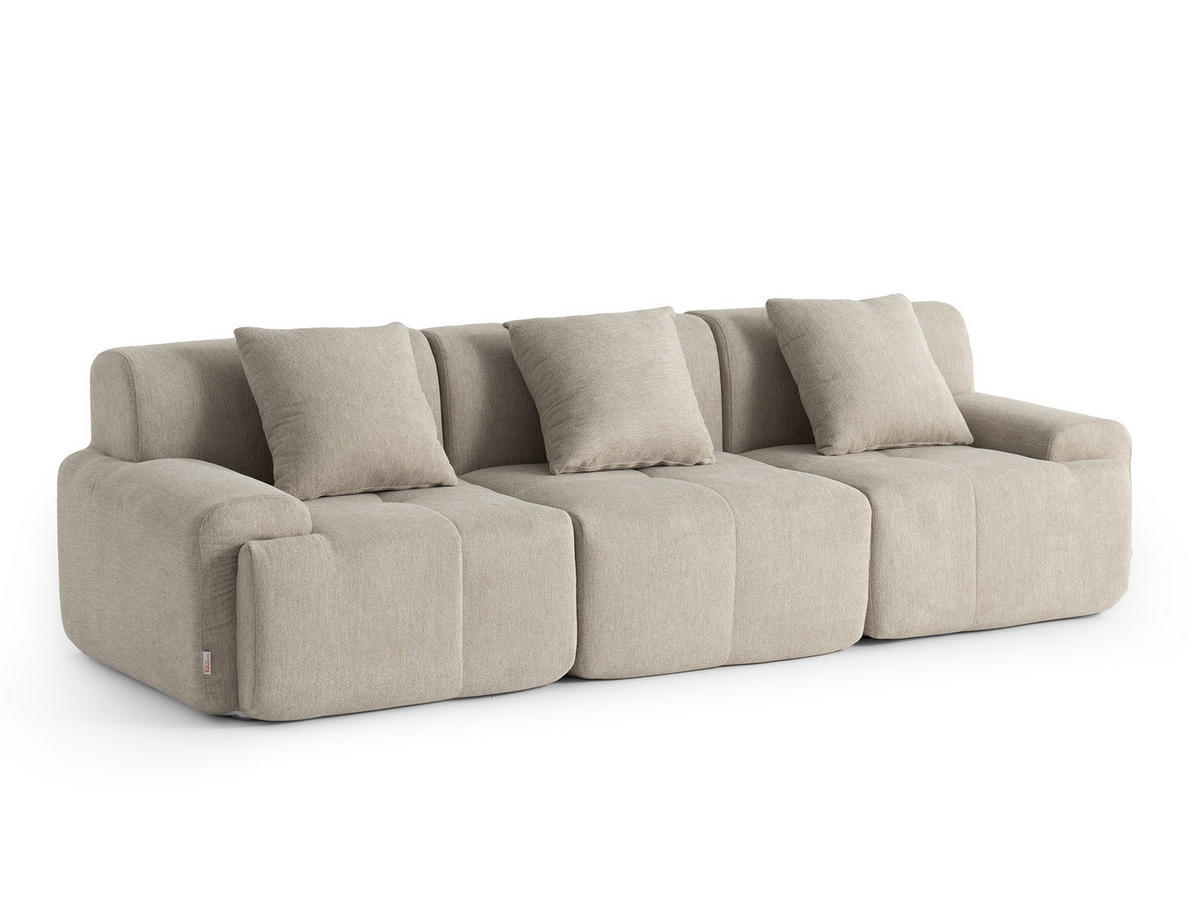 3-SITZER-SOFA Chenille Sandbeige - Sandfarben, Textil (260/73/95cm) - MILYsofa