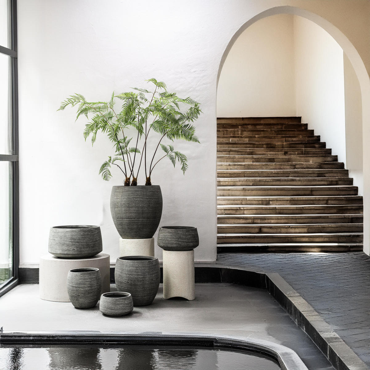 TOPF Giulietta Grau 55.5/55.5/29.5cm 3er-Set - Grau, Kunststoff (29.5cm) - PTMD Collection