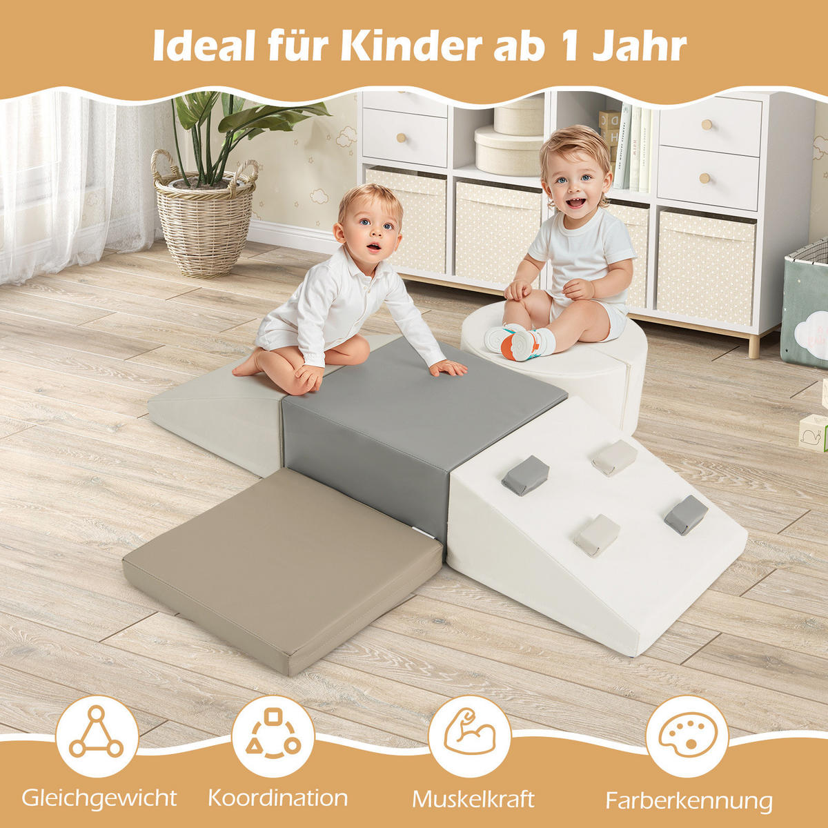 MJUKA BYGGKLOSSAR Vit (6 delar) - Vit, Plast (40/20/40cm) - COSTWAY