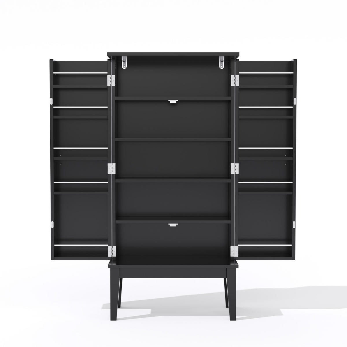 KUHINJSKI ormar 120/30/59 cm crni od MDF-a s 2 vrata i 5 polica - crna, drvni materijal (59/120/30cm) - OKWISH