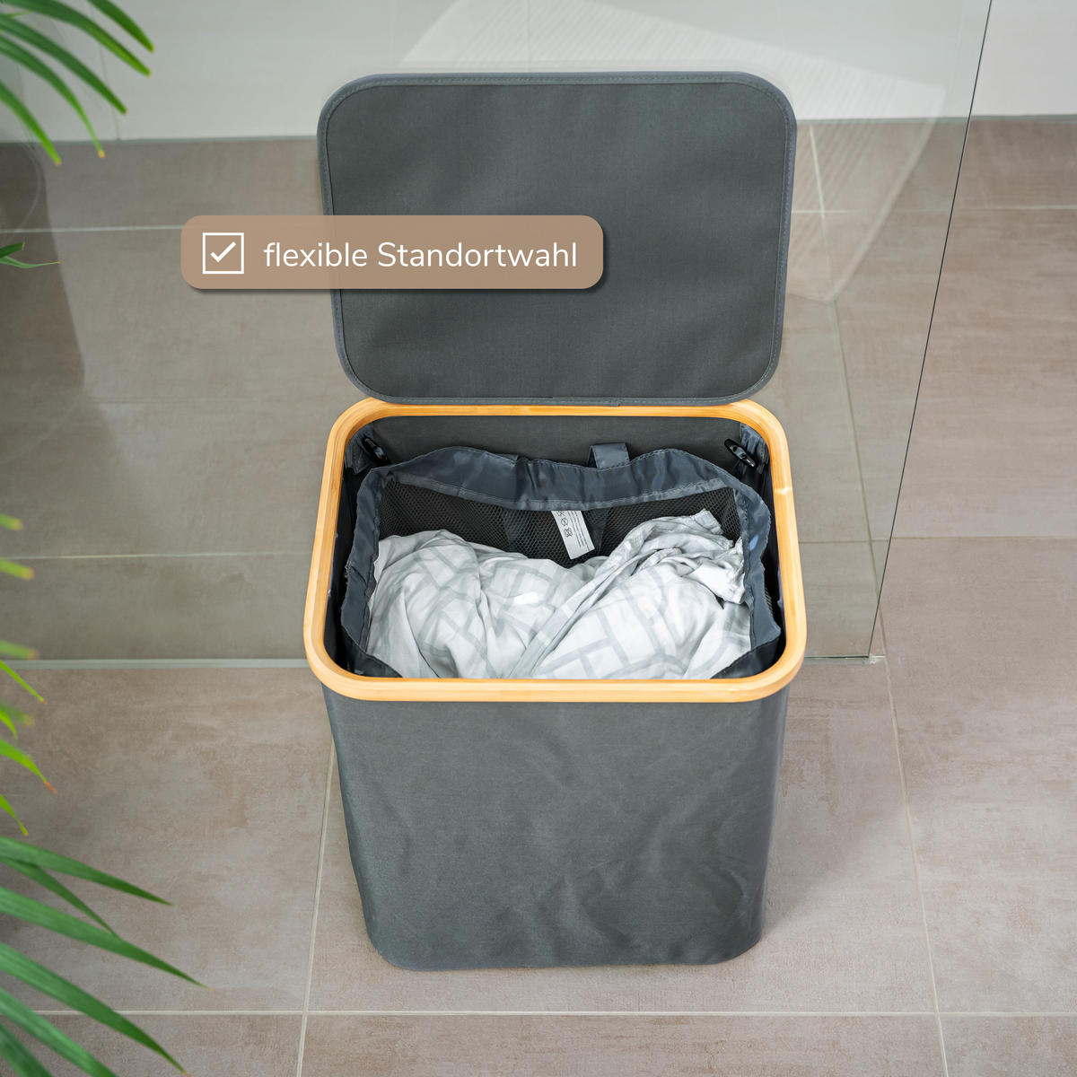 WÄSCHESAMMLER 60 Liter, grau - Grau, Textil (41/45.5/33cm) - bremermann