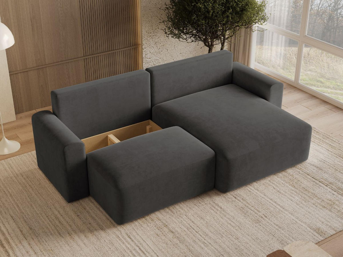 ECKSOFA Aurora Dunkelgrau - Dunkelgrau, Holz/Textil (259/145cm) - Graingold