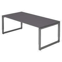 SCHREIBTISCH Serie-R 100/200/74 cm in Graphitfarben/Graphitfarben - Graphitfarben, Holzwerkstoff (100/200/74cm) - bümö