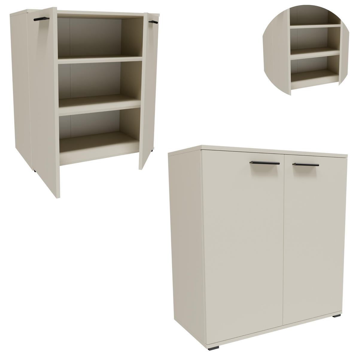 KOMMODE CR3-KD1 Kaschmir 69/34/73,5 cm - Kaschmir, Holzwerkstoff (69/73.5/34cm)