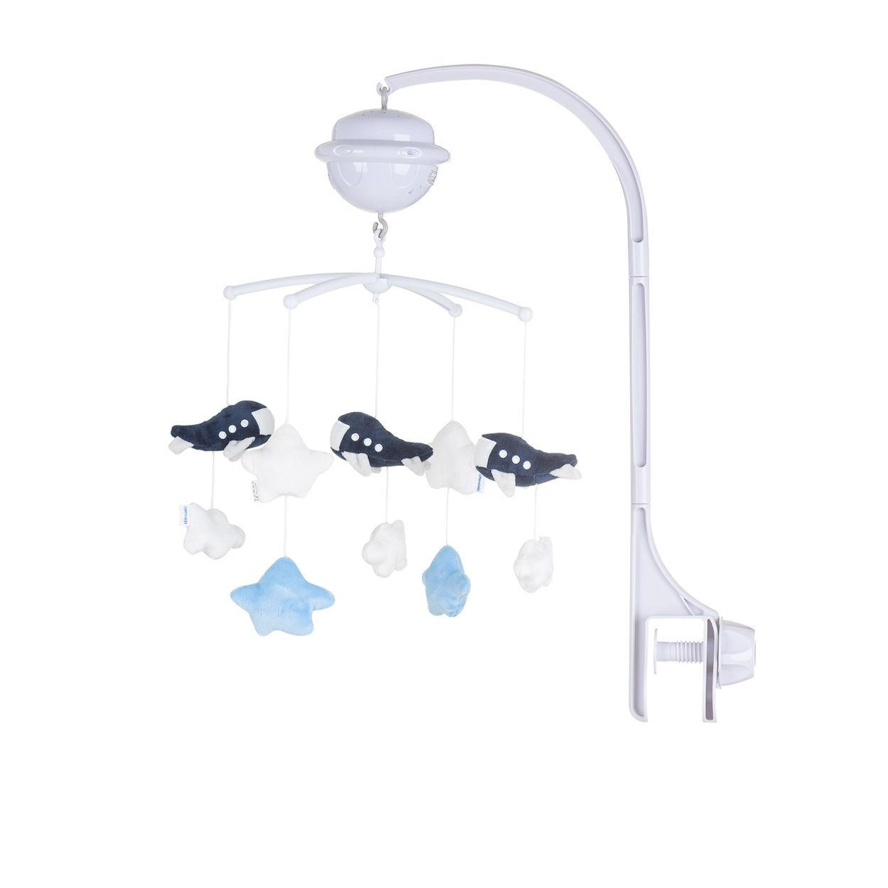 MUSIKMOBILE MILD023 blau Bluetooth-Funktion, Projektor, Plüschfiguren, Universalklemme - Blau, Kunststoff (32/61/55cm) - Chipolino