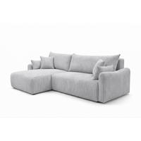 ECKSOFA Mit Schlaffunktion, Cordstoff Tilia, Grau, Links, JAPANDI - Grau, Holz (262/145cm) - Kaiser Möbel