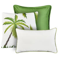 GARTENKISSEN 3er-Set Grün 30/50 cm Seaside - Weiß/Grün, Textil (50/12/45cm) - Beliani