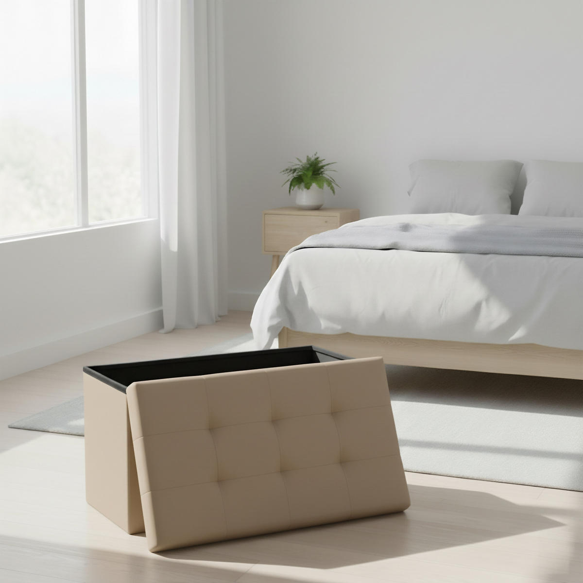 SITZBANK - Beige, Holzwerkstoff/Kunststoff (76/38/38cm) - Relaxdays