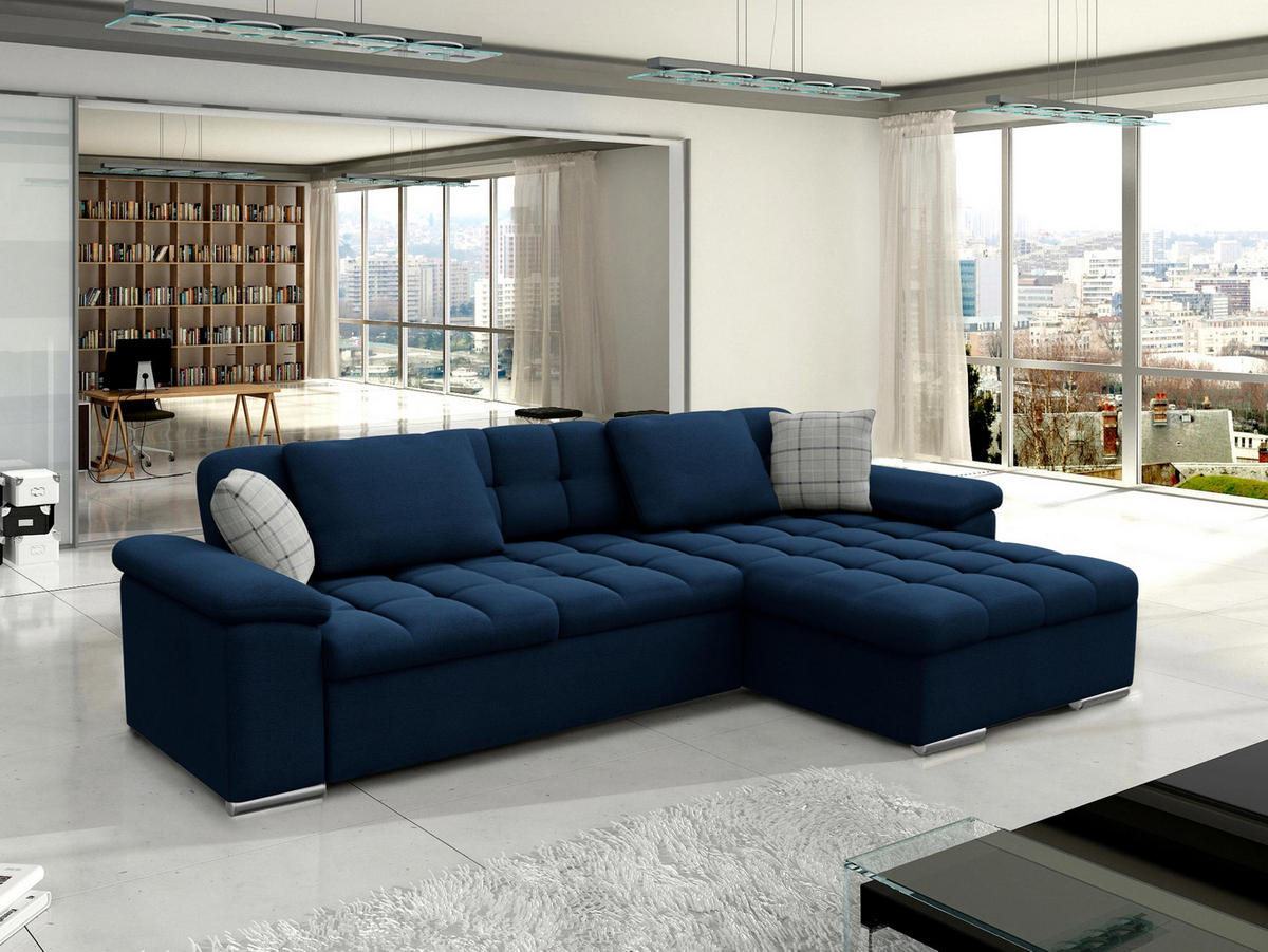ECKSOFA Diana, Seite: Rechts - Dunkelblau, Holz/Textil (280/160cm) - MIRJAN24