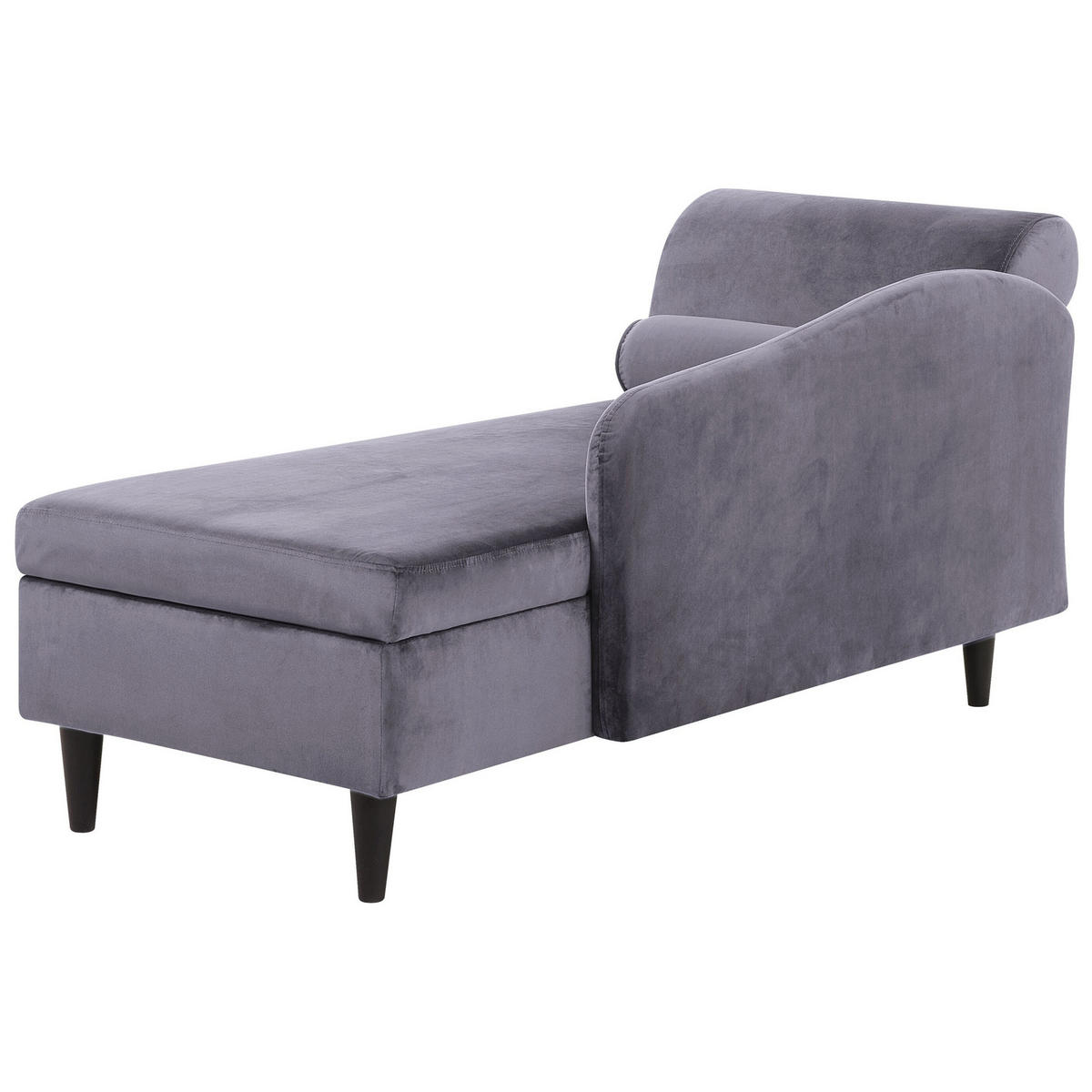 CHAISELONGUE Samtstoff dunkelgrau linksseitig Luiro - Dunkelbraun/Grau, Textil (160/77/70cm) - Beliani