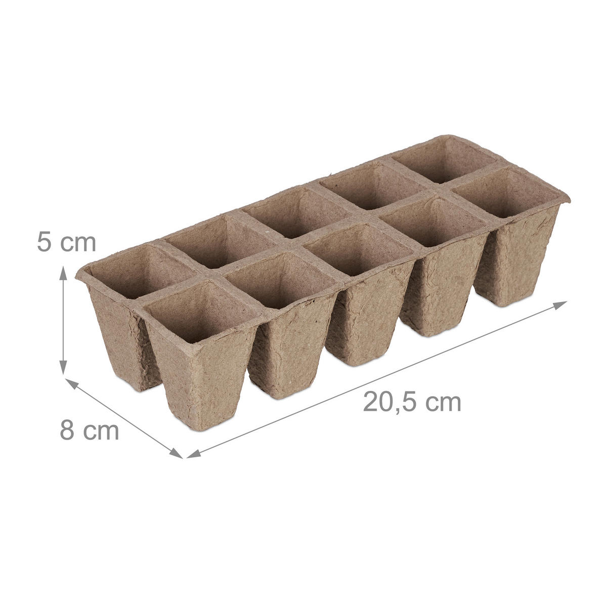 240XANZUCHTTÖPFE - Hellbraun, Papier/Kunststoff (20.5/5/8cm) - Relaxdays