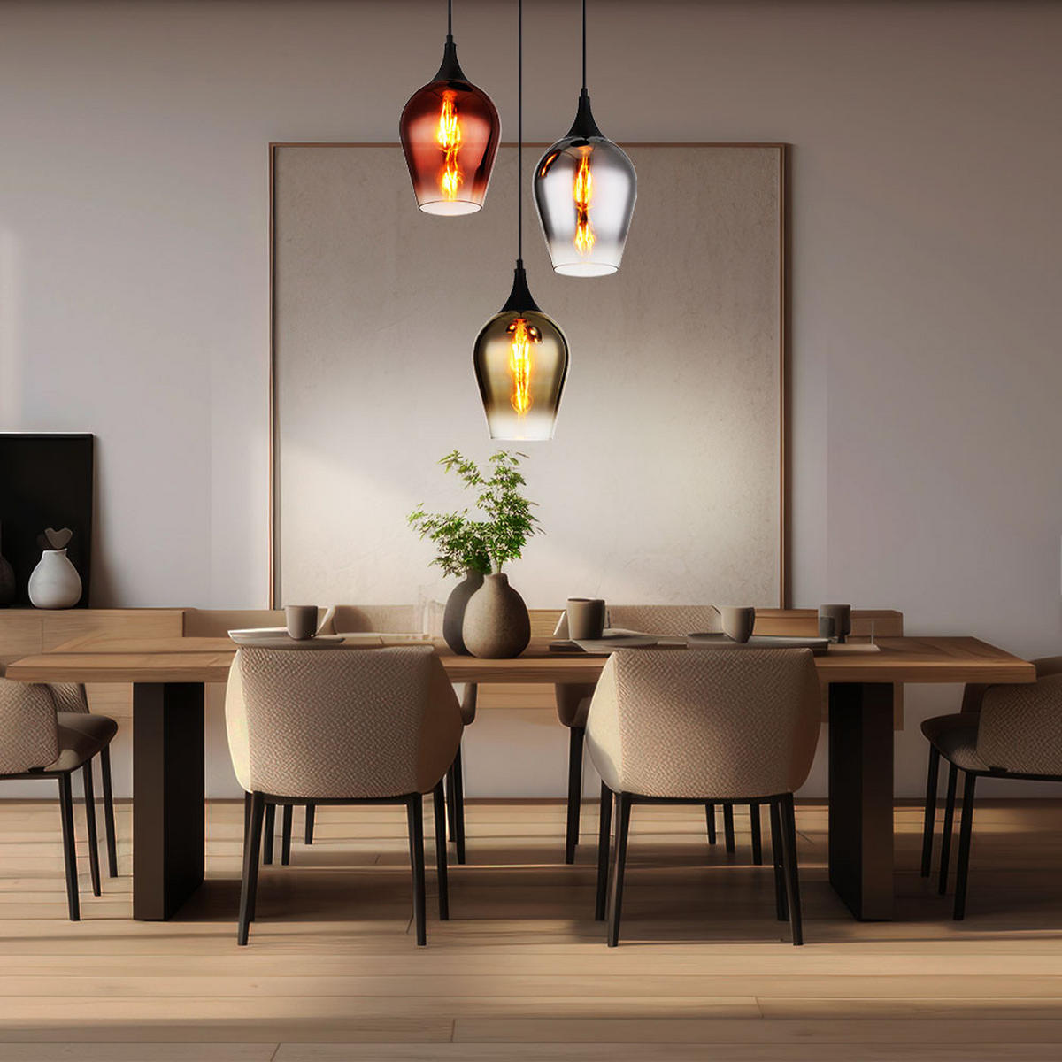 LED HÄNGELEUCHTE Metall Bunt 3-Flammig - Multicolor, Glas (45/45/120cm) - Globo Lighting