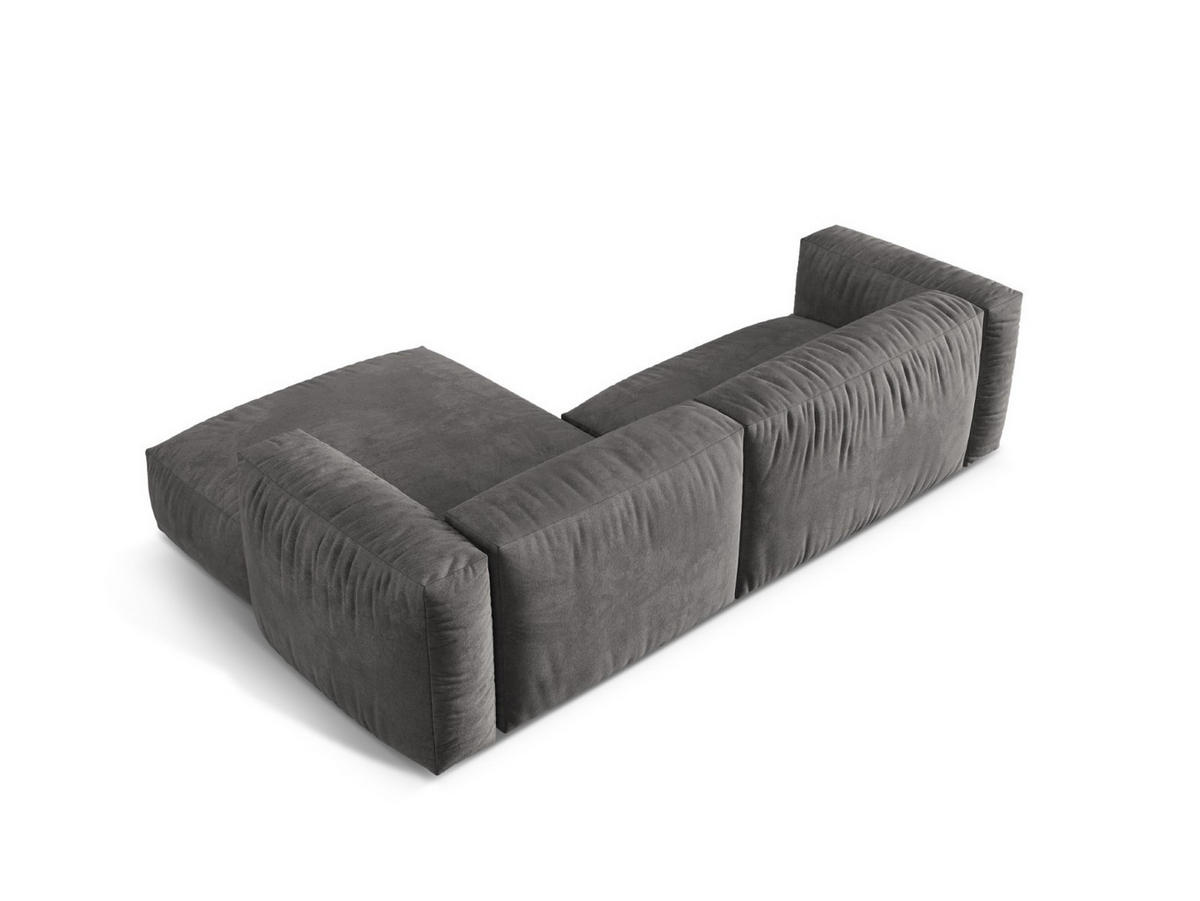 ECKSOFA modular rechts Martina aus Samt grau 2 Sitzplätze - Grau, Textil (176/283cm) - Micadoni