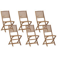 GARTENSTUHL 6er-Set Akazienholz hellbraun Tolve - Hellbraun, Holz (52/91/47cm) - Beliani