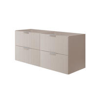 WASCHBECKUNTERSCHRANK, Kaschmir, 120 (2 x 60) x 57 x 46 cm, silberner Griff, ohne Arbeitsplatte - Beige/Silberfarben, Holzwerkstoff (120/57/46cm) - 3XE LIVING