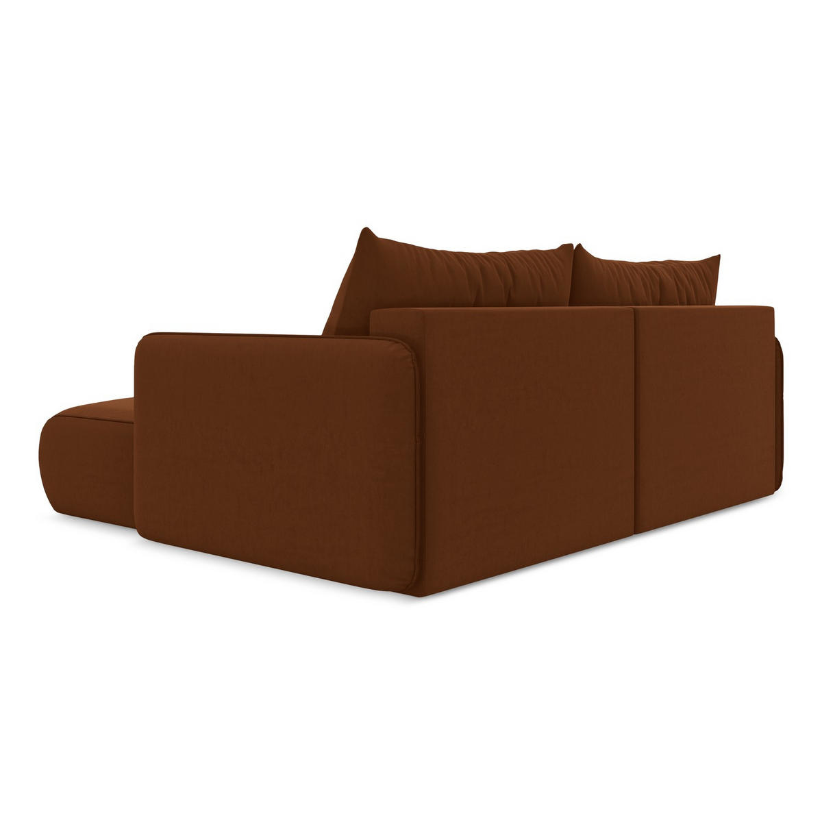 ECKSOFA mit Schlaffunktion Samt Stoff Orange - Terracotta/Schwarz, Kunststoff/Textil (207/148cm) - LaMiaSofa