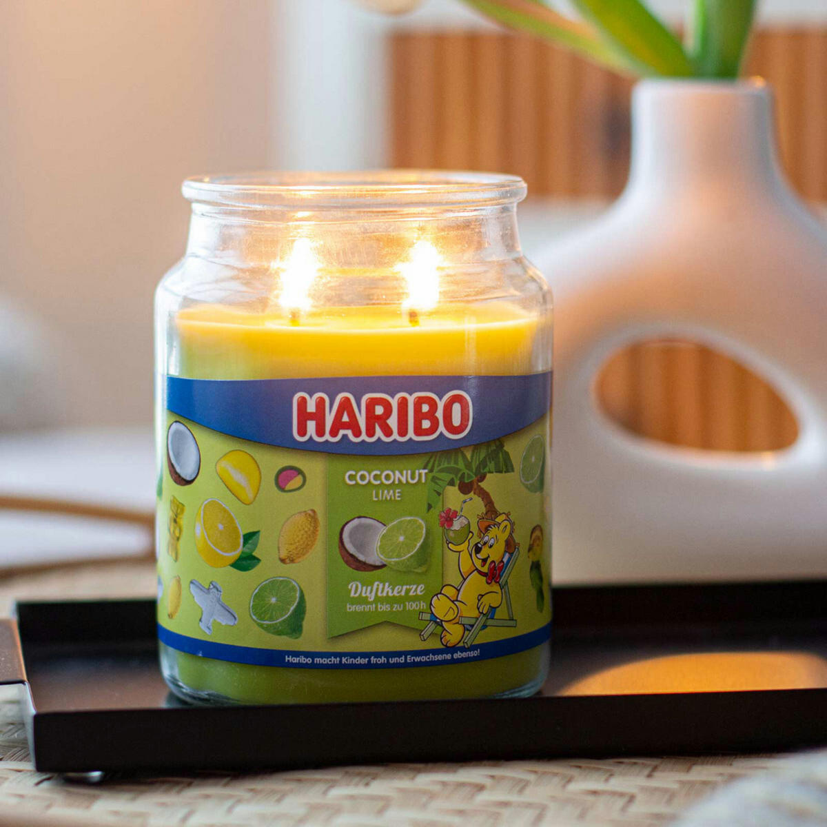 DUFTKERZE Haribo - Gelb, Naturmaterialien/Glas (13cm)