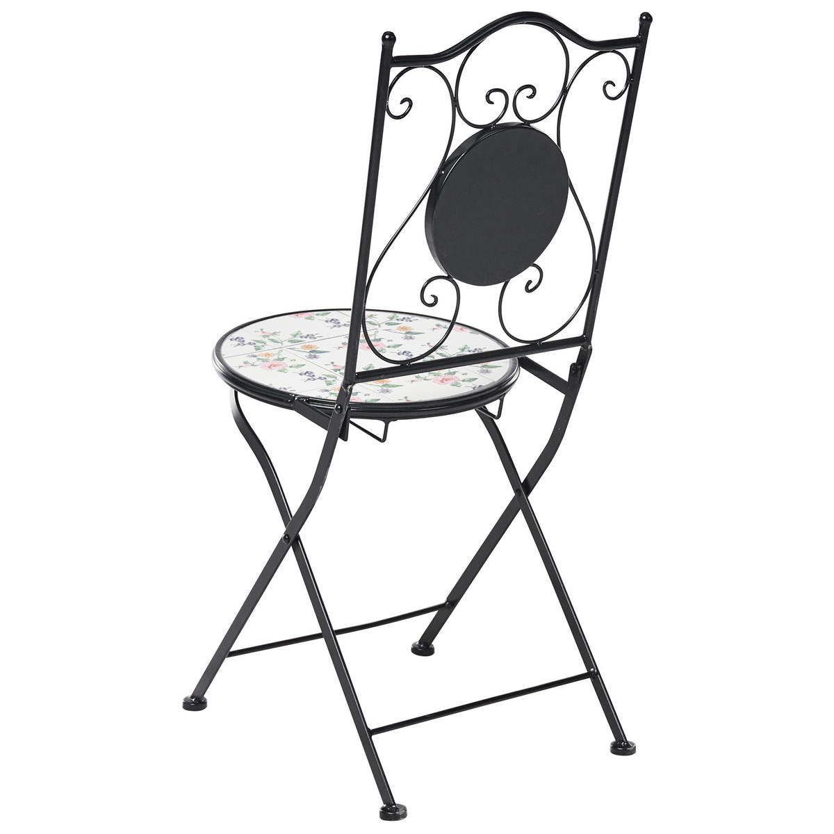 GARTENSTUHL 2er-Set Metall Schwarz Collio - Weiß, Metall (40/90/45cm) - Beliani