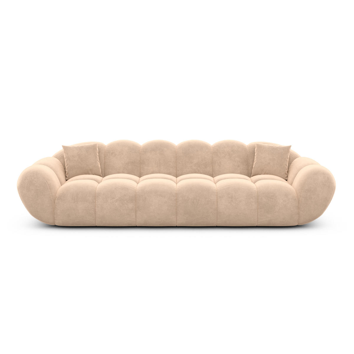 4-SITZER-SOFA Liva Beige Samtstoff - Beige, Textil (265/70/93cm) - VAROYAL