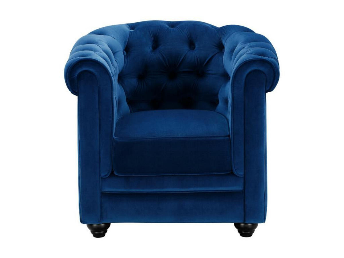 COUCHGARNITUR 3+1 - Samt - Dunkelblau - CHESTERFIELD - Blau, Textil (88/72/205cm) - Vente-Unique