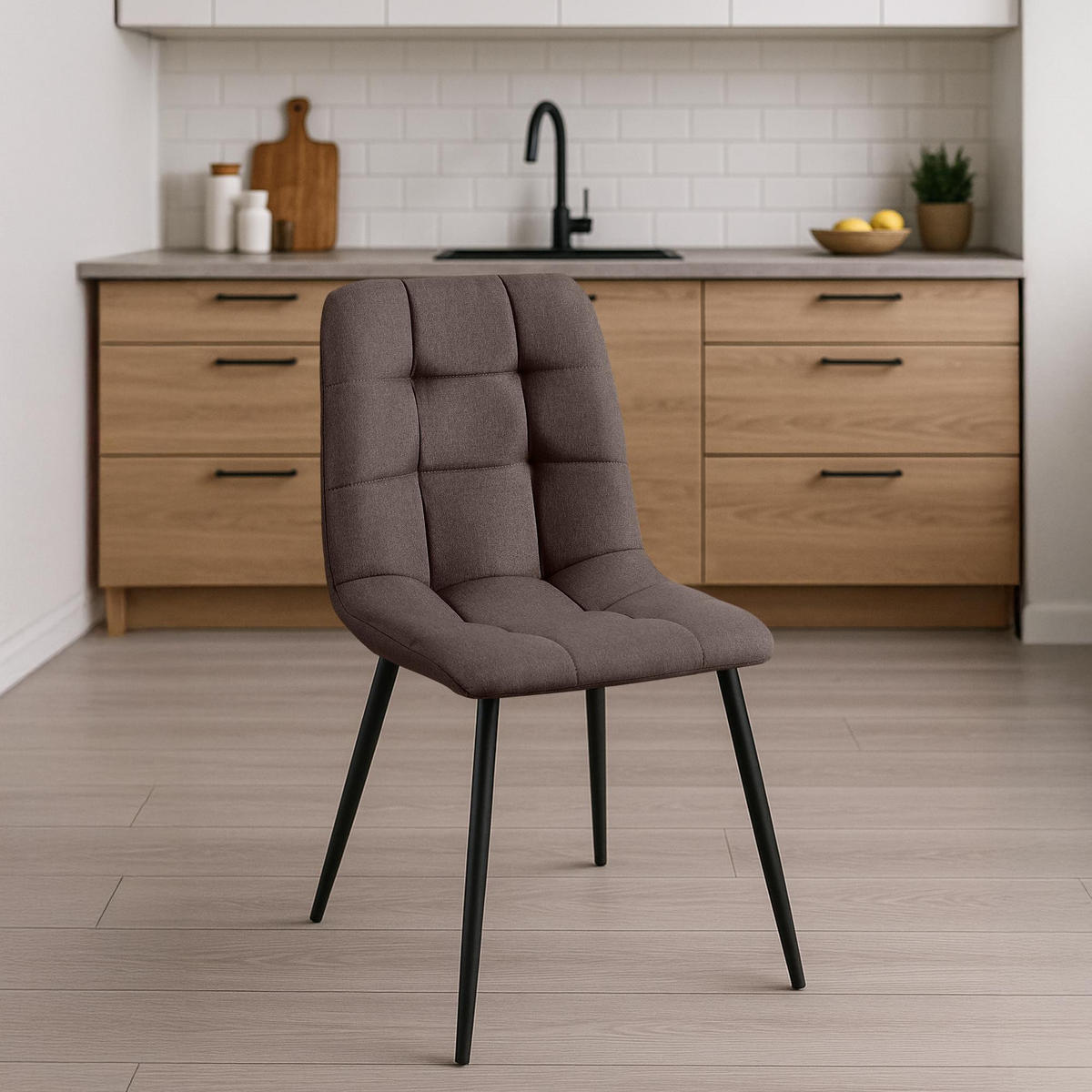 STUHL Stoff Braun - Schwarz/Braun, Textil/Metall (45/84/55cm) - CLP