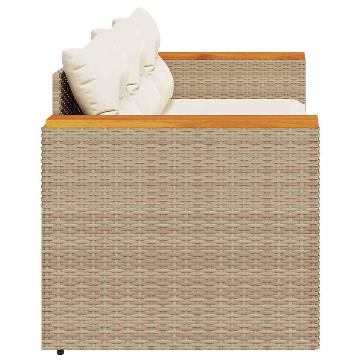 GARTENSOFA Mit Kissen 3-Sitzer Beige Poly Rattan - Beige, Kunststoff (177/66/65cm) - vidaXL