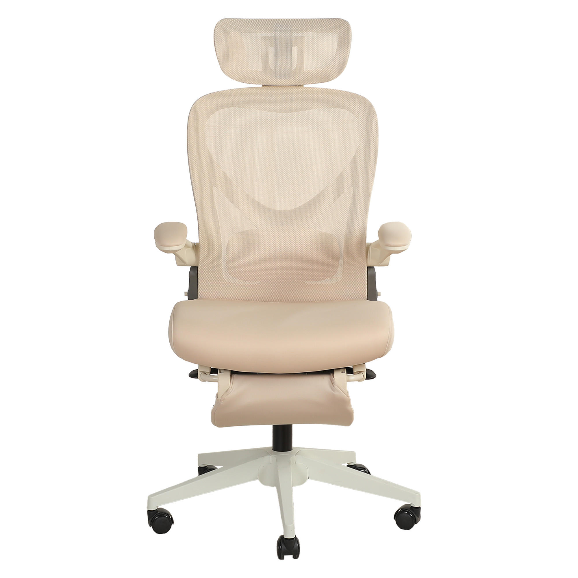DREHSTUHL DE-40943 mit klappbarer Rückenlehne und 3D-Kopfstütze Creme - Creme, Metall (62/129/48.5cm) - ComfortXL