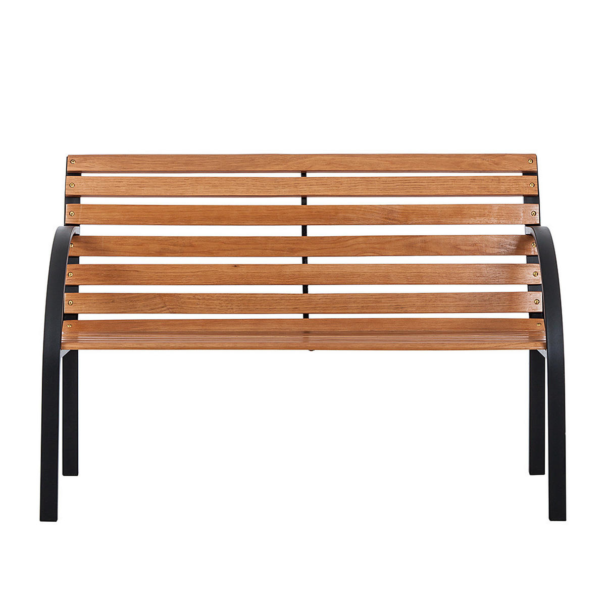 GARTENBANK - Massivholz - Schwarz/Braun, Holz/Metall (122/80/63cm) - home24