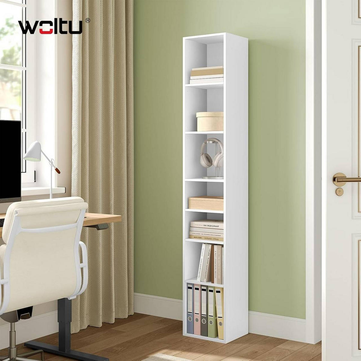 BÜCHERREGAL mit 7 Würfeln, 30x26x178,5 cm, Weiß - Weiß, Holzwerkstoff (30/178.5/26cm) - Woltu