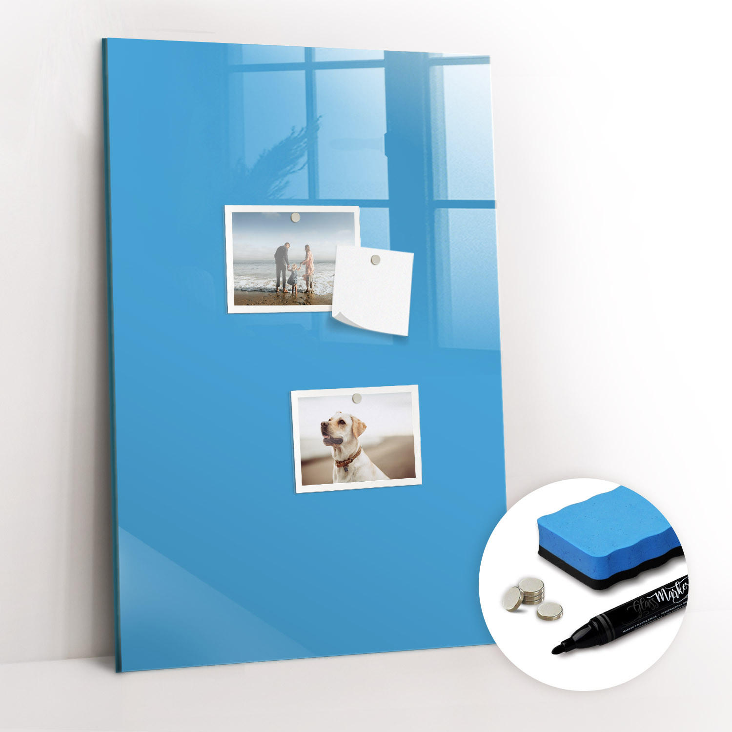 MAGNETTAFEL 40x60 Blau schwarzer Marker - Blau, Glas (40/0.4/60cm) - TULUP
