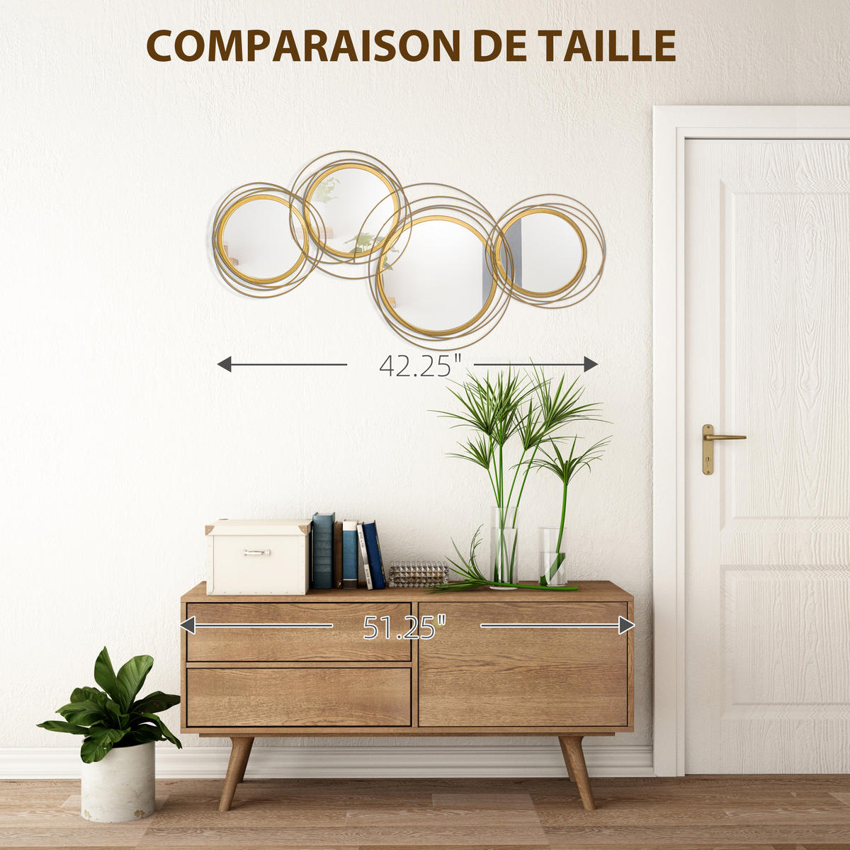WANDSPIEGEL DE-14247 4 runde Spiegel Gold - Goldfarben, Metall (107/4/56cm) - ComfortXL