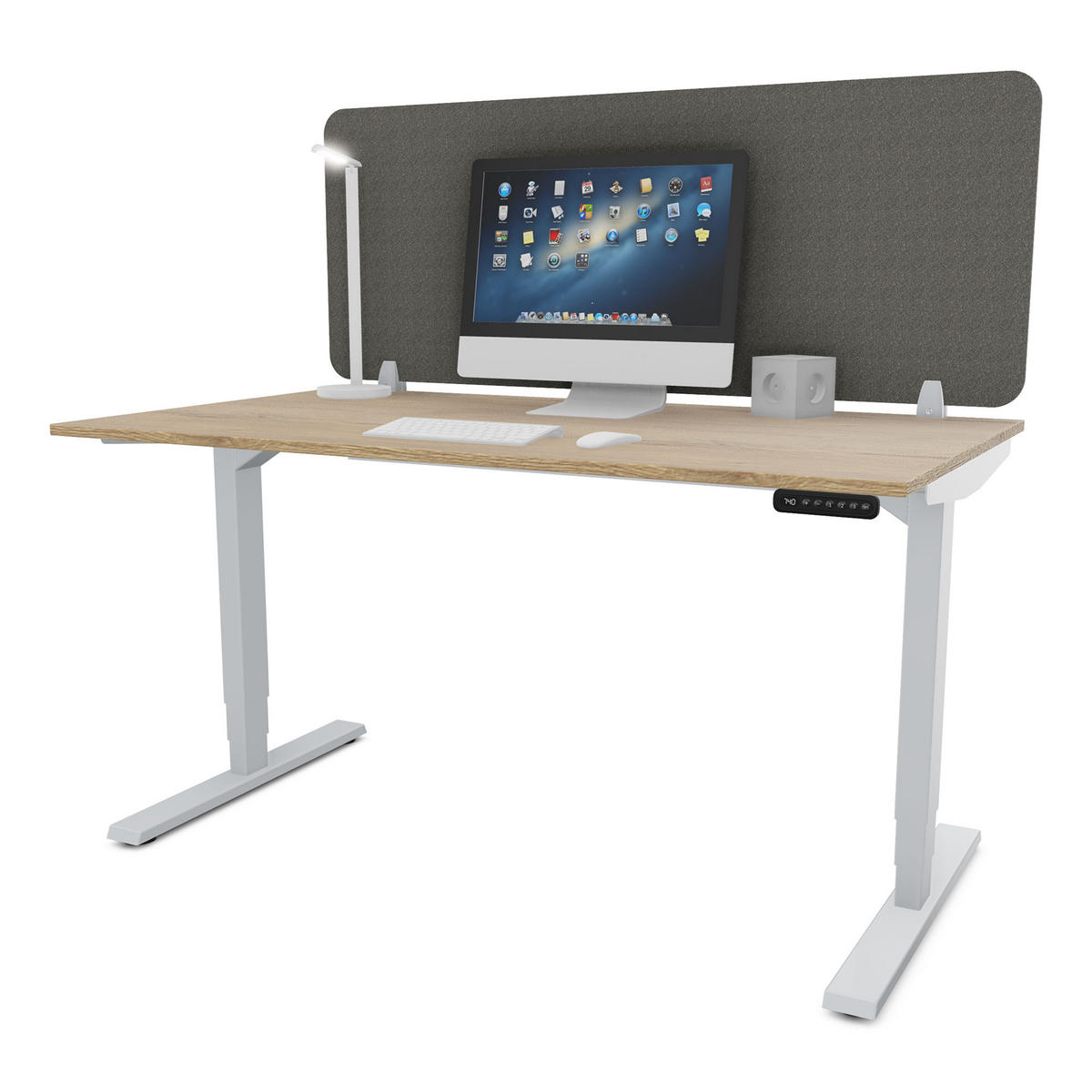 TISCHTRENNWAND Schreibtischtrennwand VITECO 140cm Sesame Weißaluminium / Sesame Weißaluminium 1400mm - Dunkelgrau/Silberfarben, Textil (140/1.2/56.2cm) - ASSMANN