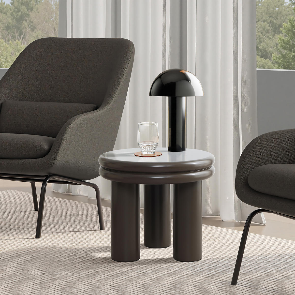 BEISTELLTISCH Rund | Ø40 x H35 cm - Dunkelgrün, Holz/Holzwerkstoff (40/40/35cm) - Hometopia