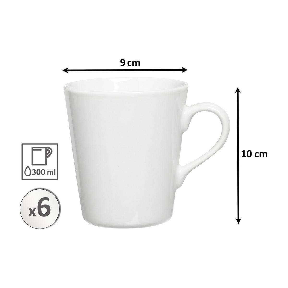 KAFFEEBECHER Vio weiß 300 ml 6er Set - Weiß, Keramik (0.3L) - Ritzenhoff Breker
