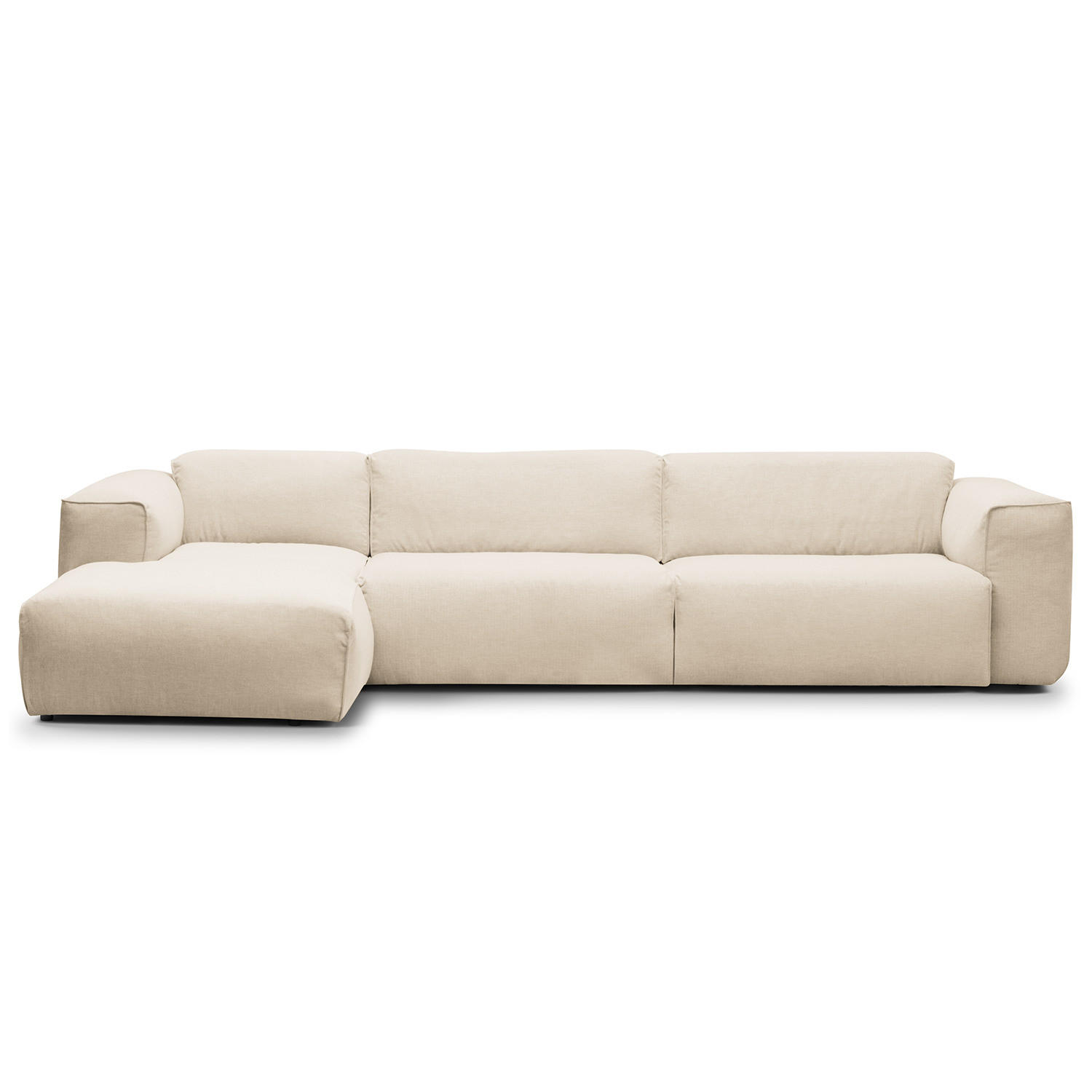 3-SITZER ECKSOFA mit Longchair - Beige/Schwarz, Textil (317/173cm) - home24