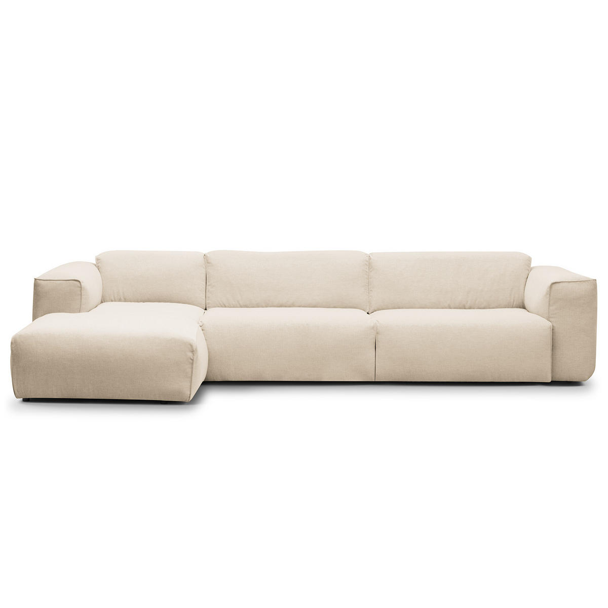 3-SITZER ECKSOFA mit Longchair - Beige/Schwarz, Textil (317/173cm) - home24