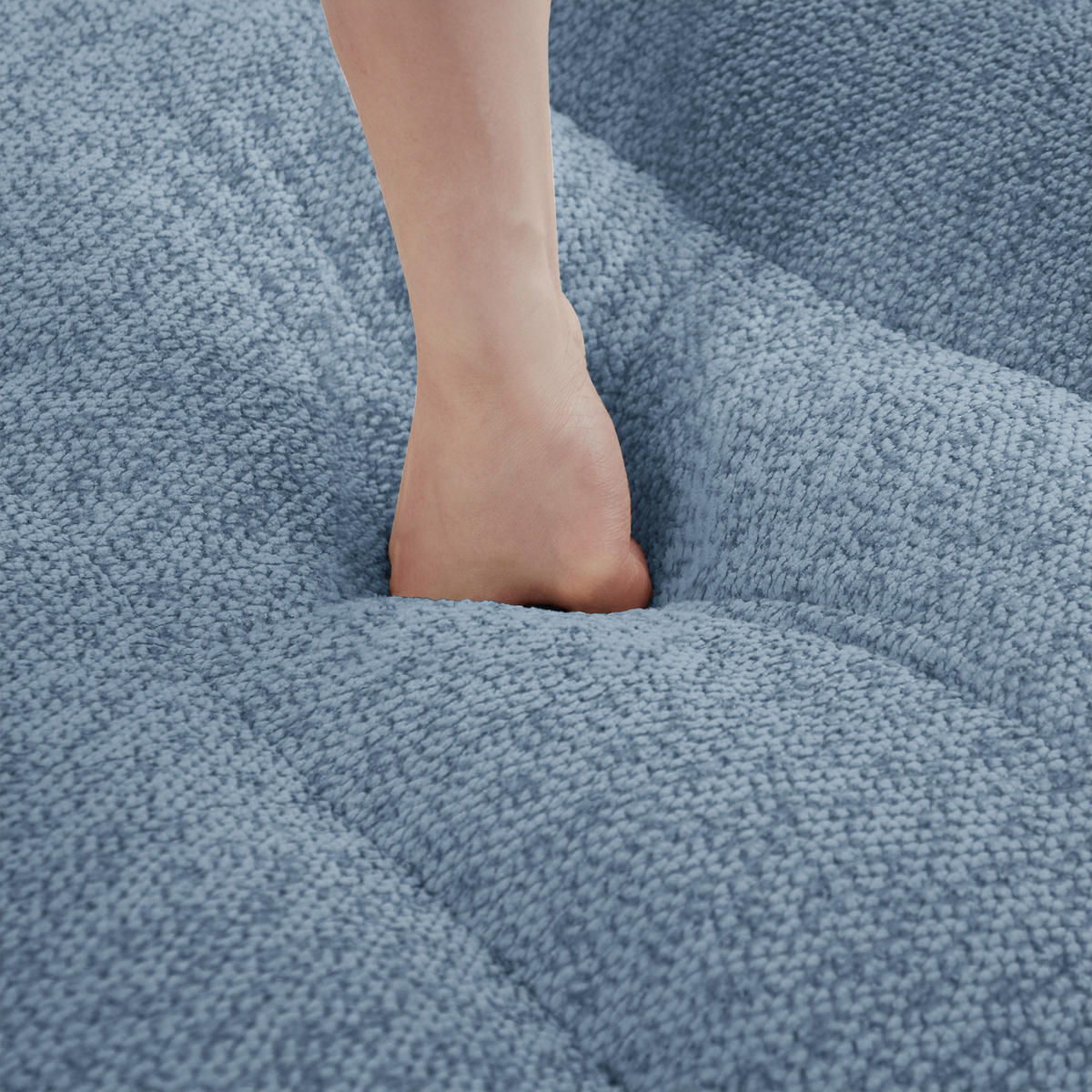 2-SITZER SOFA Granulierter Fleece Blau mit Armlehnen - Blau, Textil (210/79/104cm) - WISHDOR